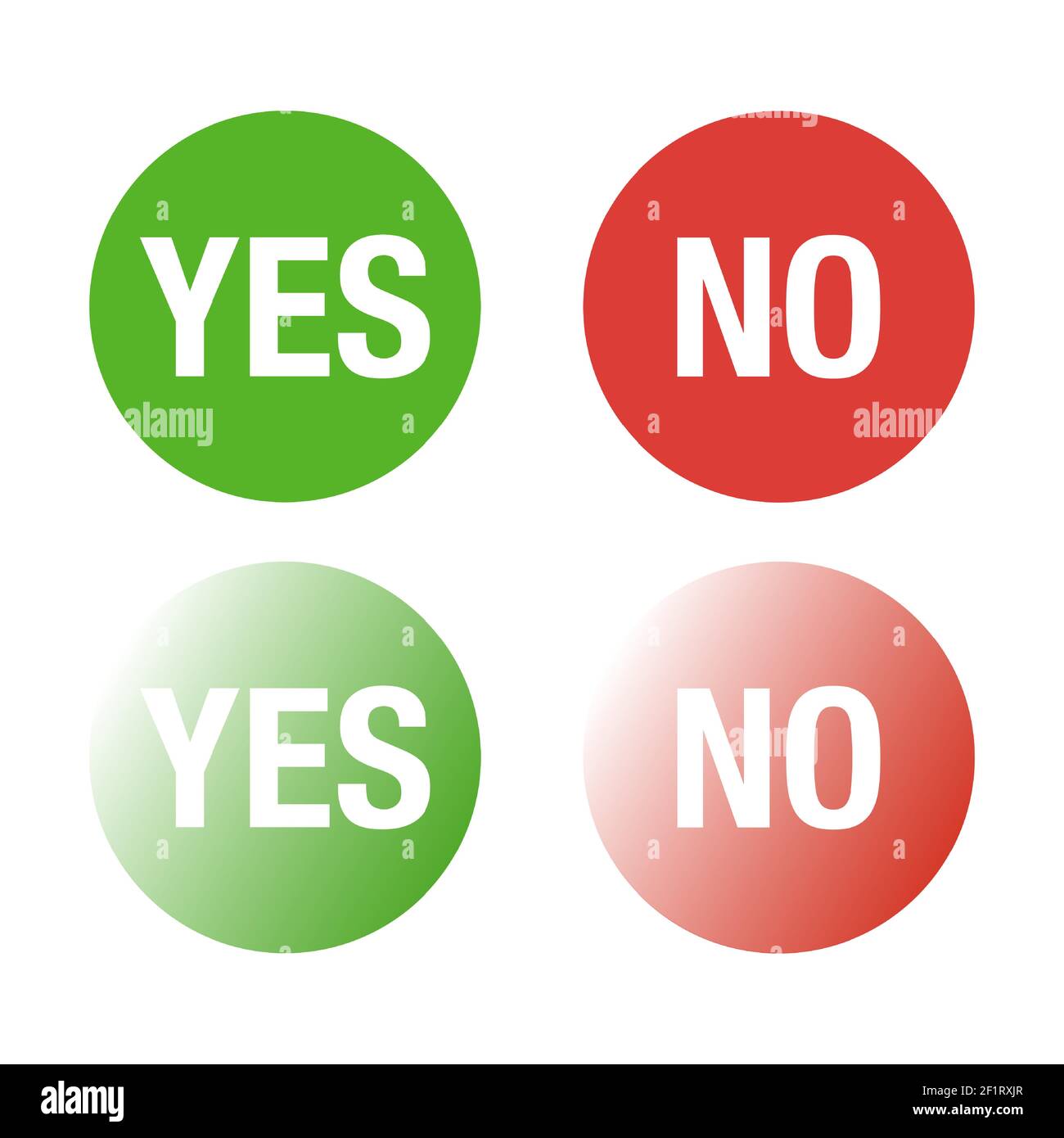 Pulsanti Sì e No nei colori verde e rosso. Illustrazione Vettoriale