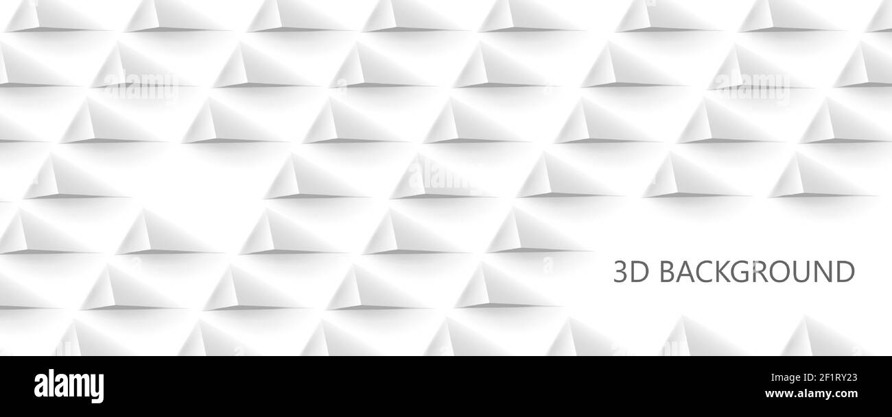 3D futuristico carta bianca angoli mosaico sfondo bianco. Trama rettangolare geometrica realistica della mesh. Sfondo vettoriale bianco astratto con esagono Illustrazione Vettoriale