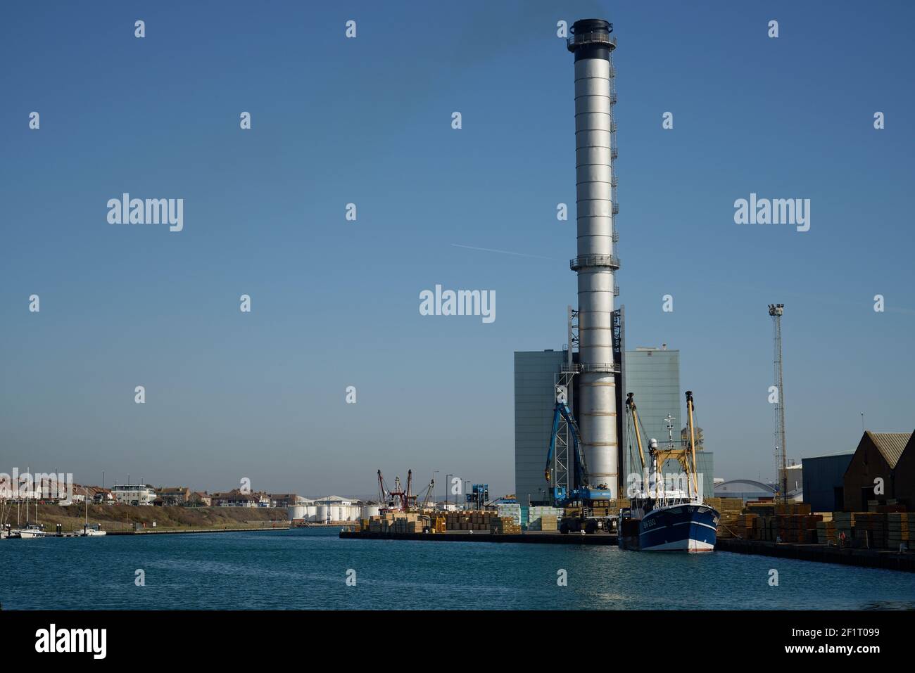 La centrale a gas di Shoreham a Southwick, Portslade, attracca vicino a Brighton. Generazione di elettricità. Foto Stock