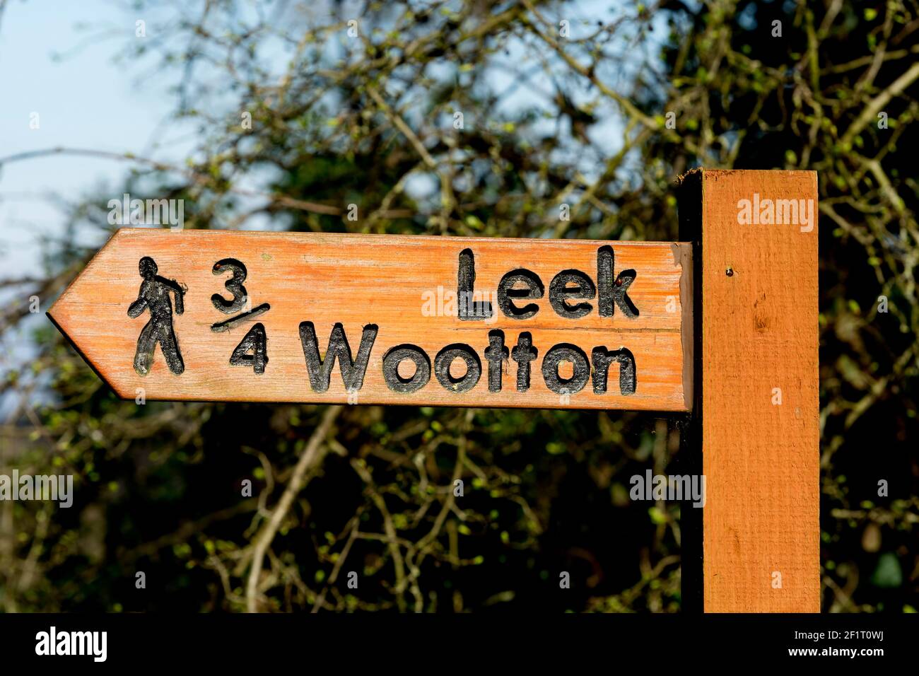 Un'indicazione per Leek Wootton, Warwickshire, Inghilterra, Regno Unito Foto Stock