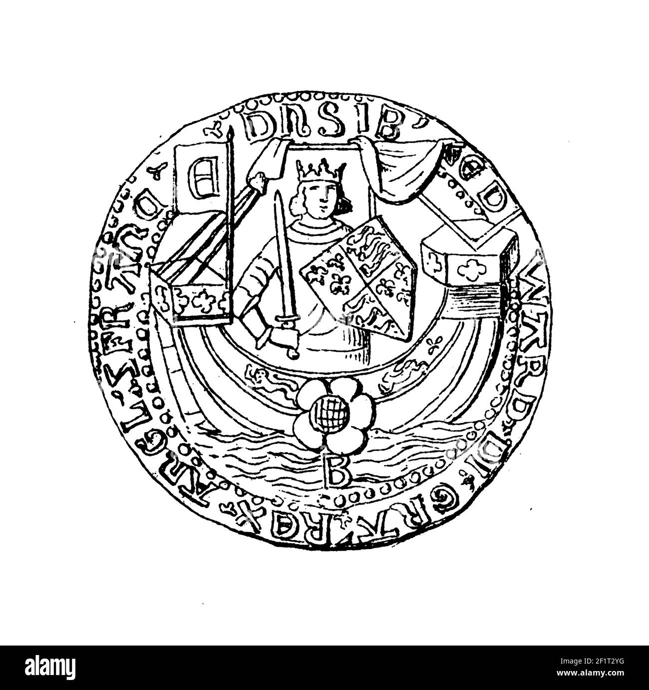 Incisione del XIX secolo di un ritratto di Edoardo IV, re d'Inghilterra. Nato il 28 aprile 1442 a Rouen, in Normandia, in Francia, morì il 9 aprile 1483 Foto Stock