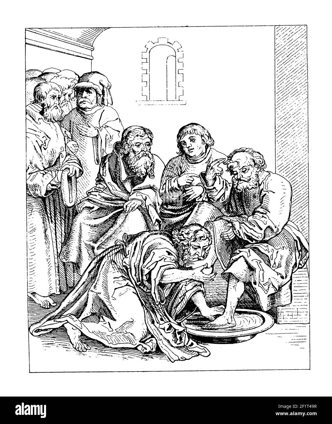 Illustrazione classica dopo un dipinto di Lucas Cranach. Incisione pubblicata su Bilder-Atlas zur Weltgeschichte nach Kunstwerken alter und neuer Zeit ( Foto Stock