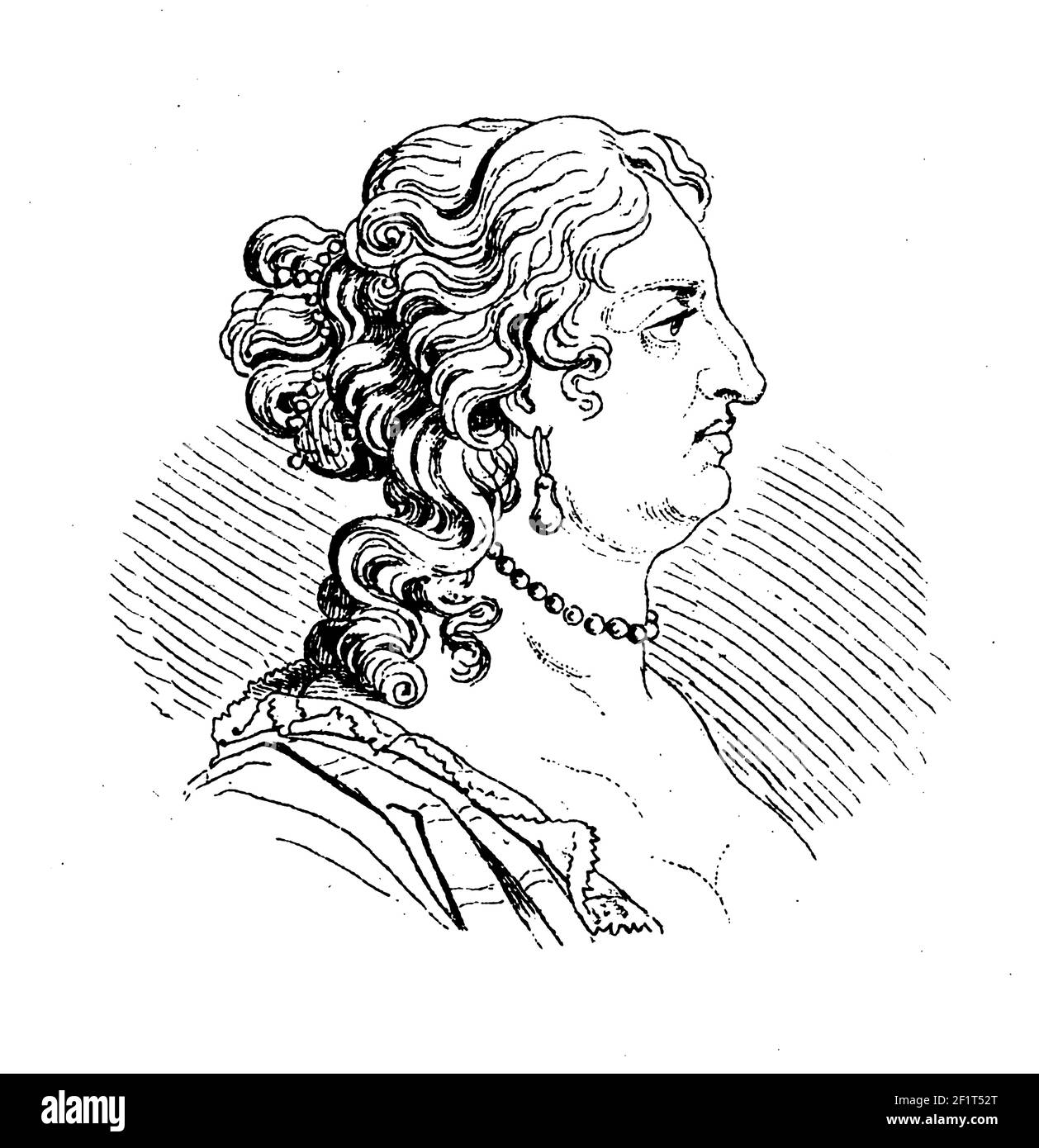 Illustrazione del XIX secolo di un ritratto di Francoise d'Aubigne, Marchese di Maintenon e seconda moglie di Luigi XIV di Francia. È nata il novembre Foto Stock