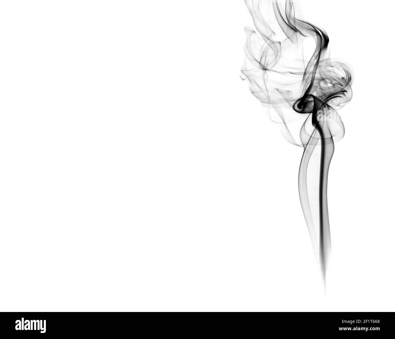 Primo piano di fumo nero su sfondo bianco. Scatto in studio. Foto Stock