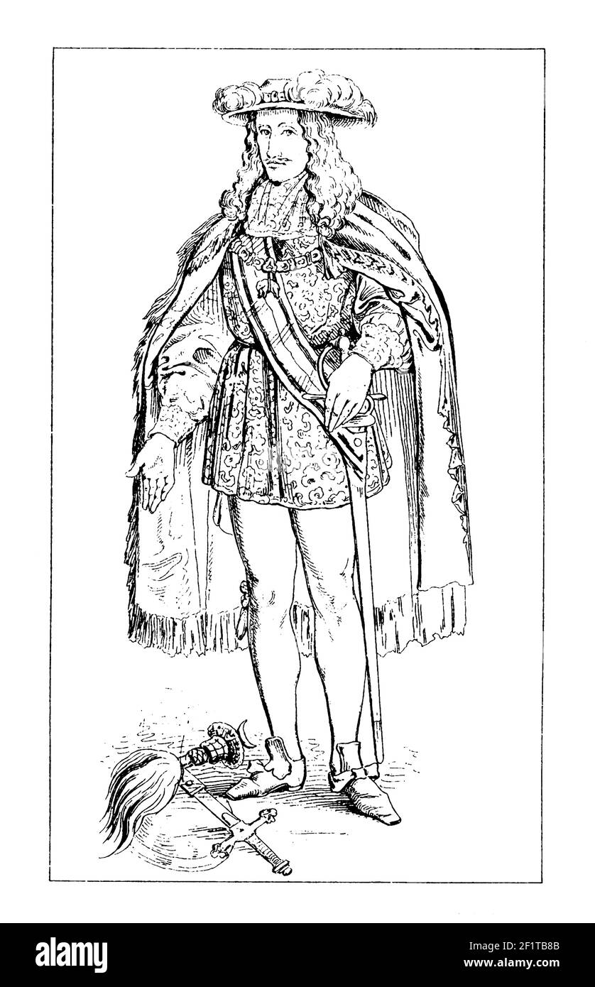 Vintage illustrazione di un ritratto di Leopoldo i, imperatore Sacro Romano, re di Ungheria e re di Boemia. Leopoldo i nacque il 9 giugno 1640 a Vienna Foto Stock