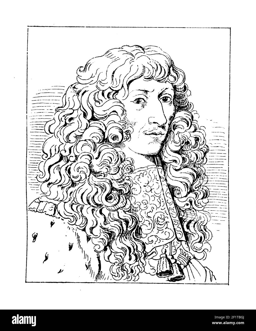 Incisione vintage di un ritratto di Luigi II di Borbone (anche il Grande Conde), Principe di Conde e generale francese. È nato l'8 settembre 1621 Foto Stock
