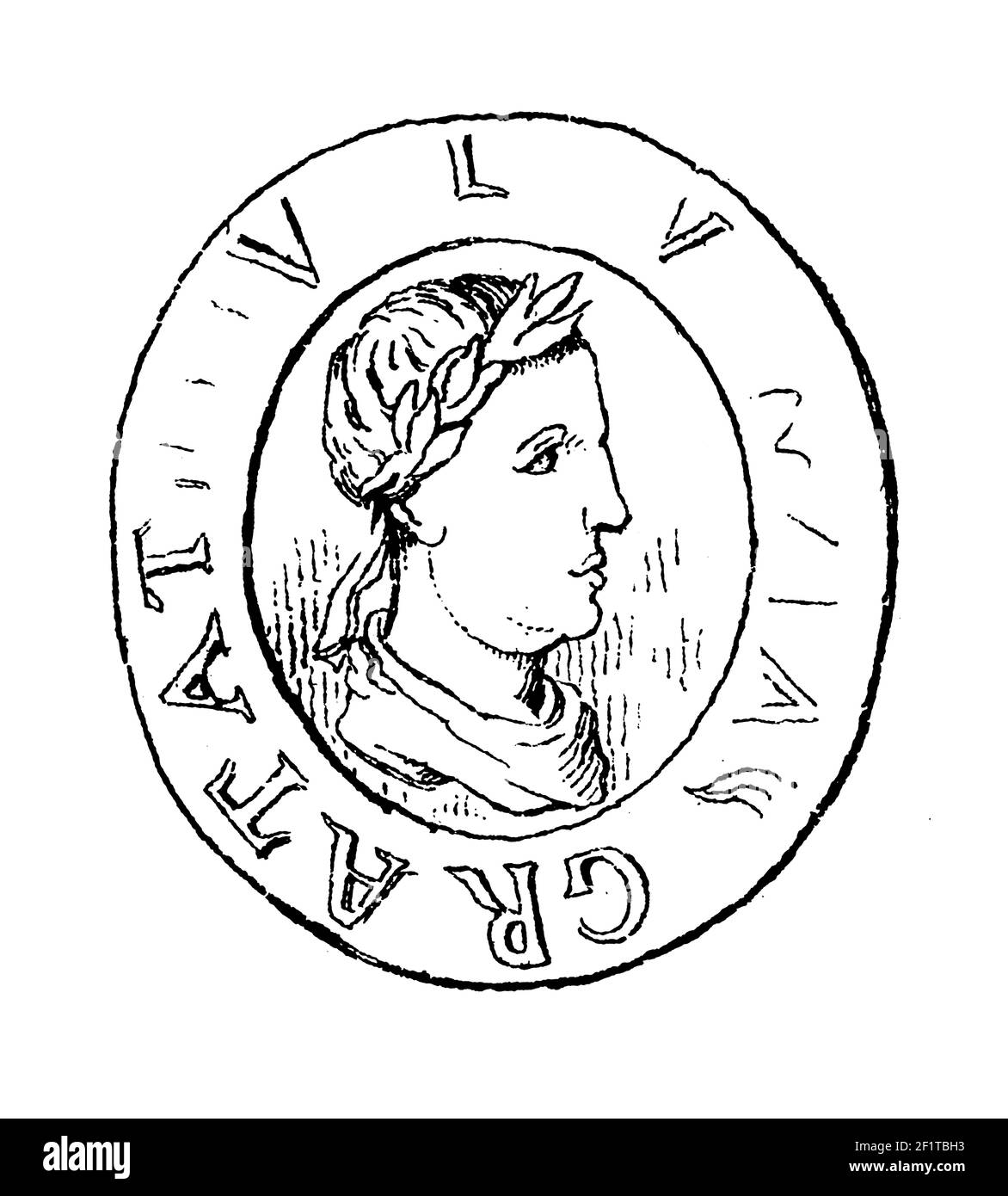 Antica illustrazione di un ritratto di Luigi lo Stammerer, re di Aquitania e re di Francia occidentale. Nato il 1 novembre 846, morì ad Apri Foto Stock