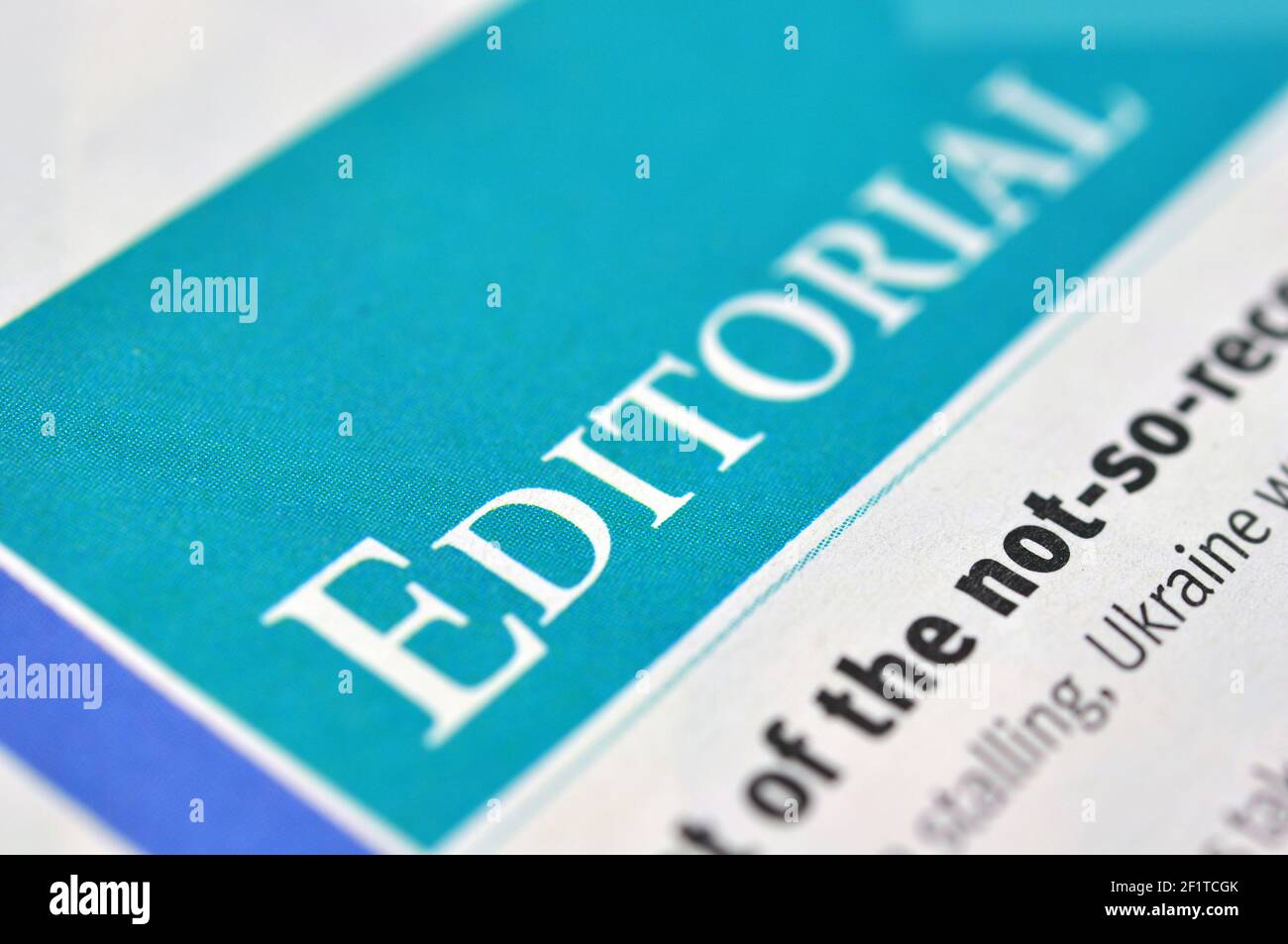 Intestazione di un editoriale nel nuovo documento. Editoriale concettuale. DOF poco profondo. Foto Stock