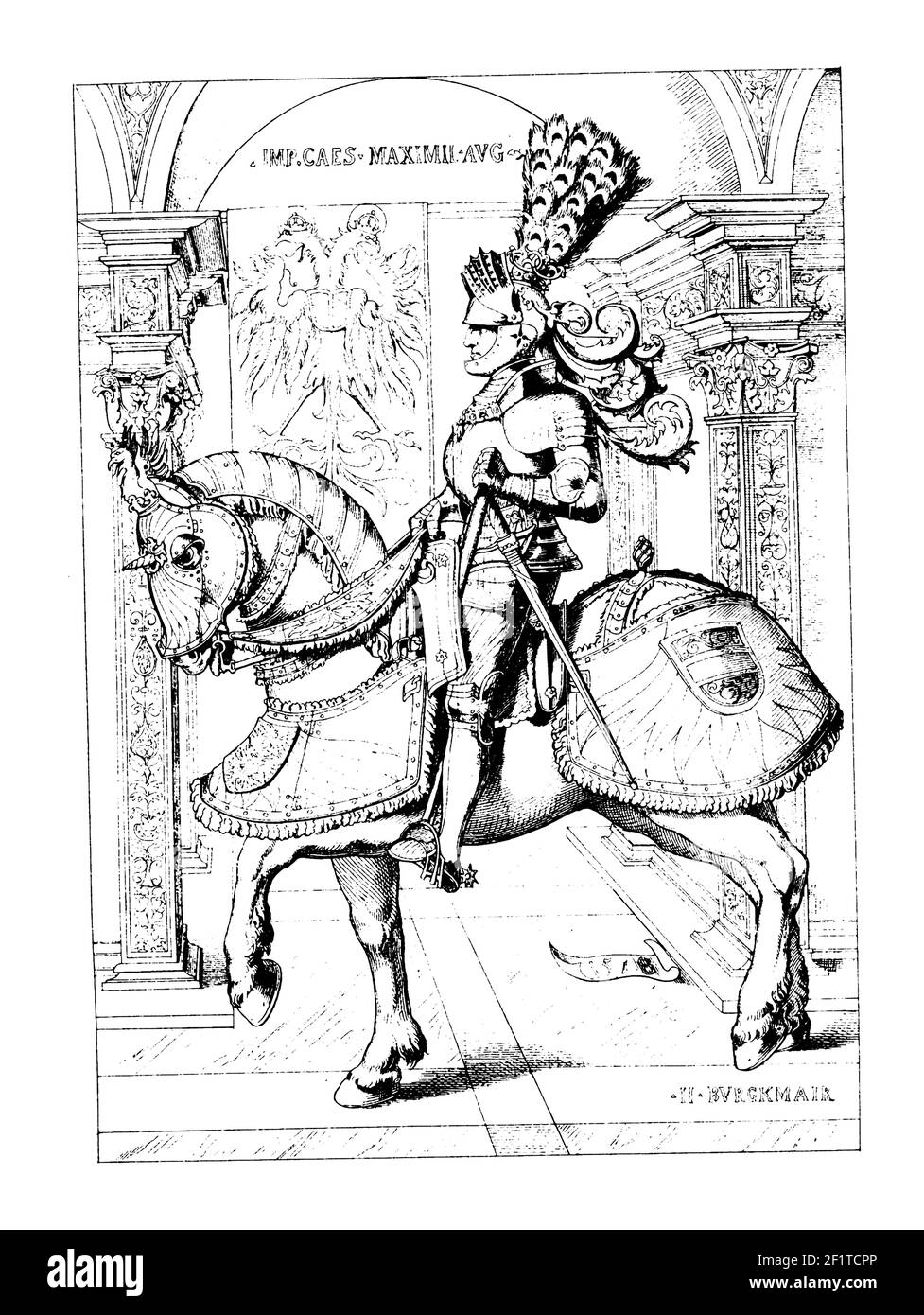 Illustrazione classica di un ritratto di Massimiliano i, Sacro Romano Imperatore. Nato il 22 marzo 1459 a Wiener Neustadt, Austria, è morto il gennaio Foto Stock