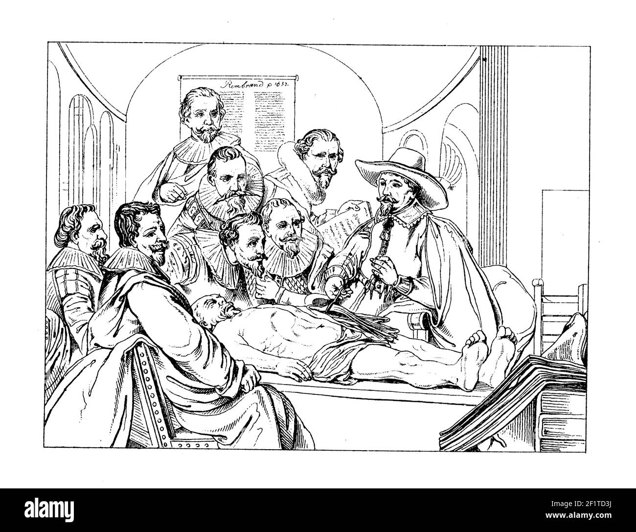 Incisione antica del XIX secolo di Nicolaes Tulp, chirurgo olandese e sindaco di Amsterdam. È nato il 9 ottobre 1593 ad Amsterdam, Paesi Bassi e di Foto Stock