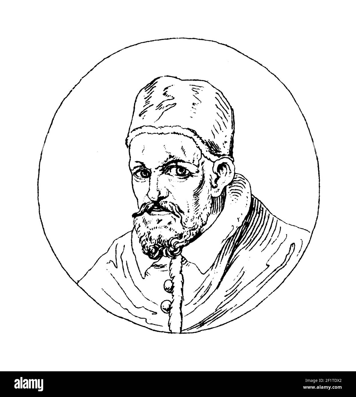 Illustrazione ottocentesca di un ritratto di Papa Innocenzo X. nacque il 6 maggio 1574 a Roma, Italia, e morì il 7 gennaio 1655 a Roma. Motore Foto Stock