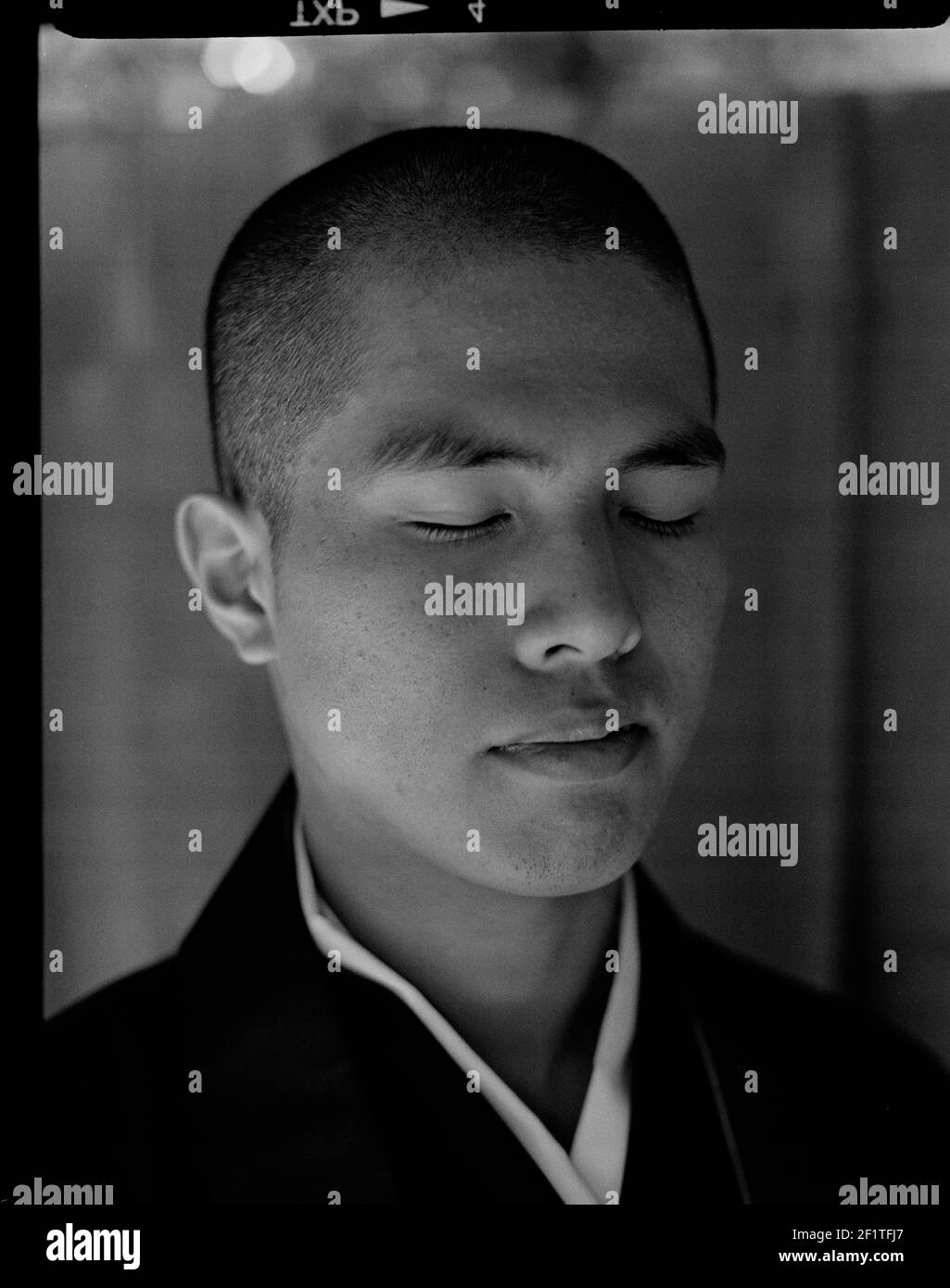 Ritratto del Buddismo Shingon Monk.Koyasan, Monte Koya, Giappone Foto Stock