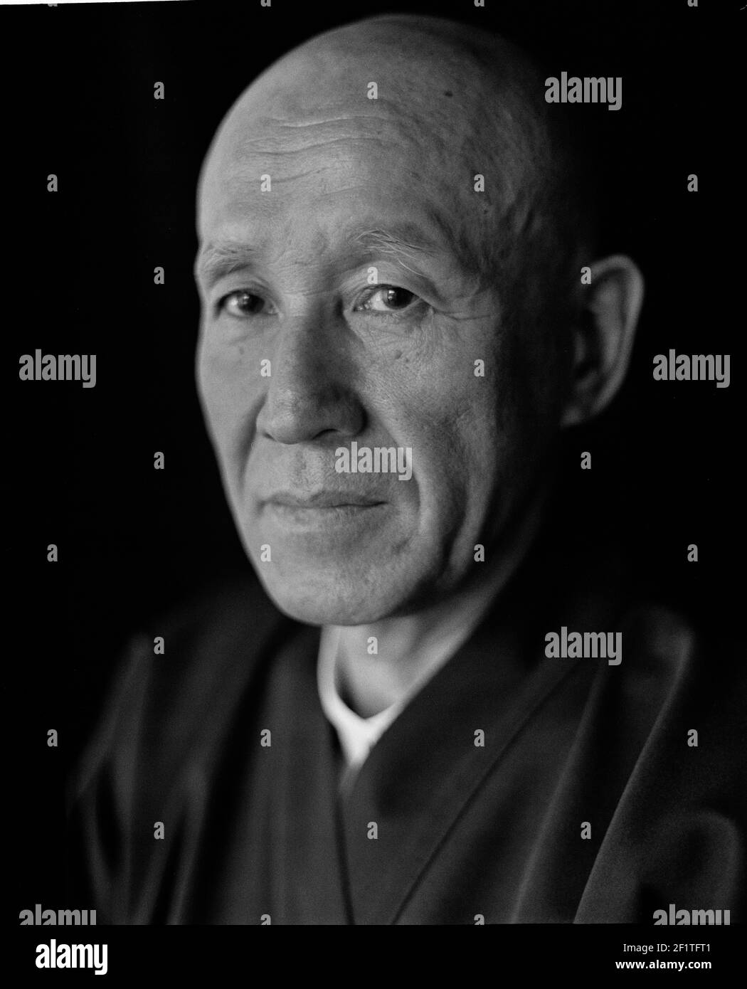 Ritratto del Buddismo Shingon Monk.Koyasan, Monte Koya, Giappone Foto Stock