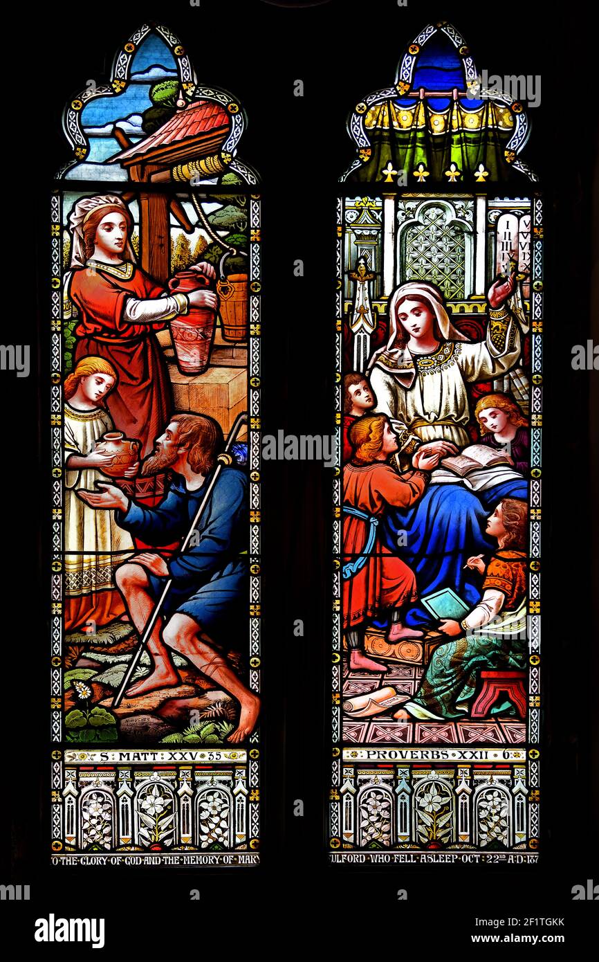 Chiesa Cattedrale, vetrate raffiguranti una scena religiosa, Cristo Montreal, Canada, Canada, Canada, Provincia, Quebec. Foto Stock