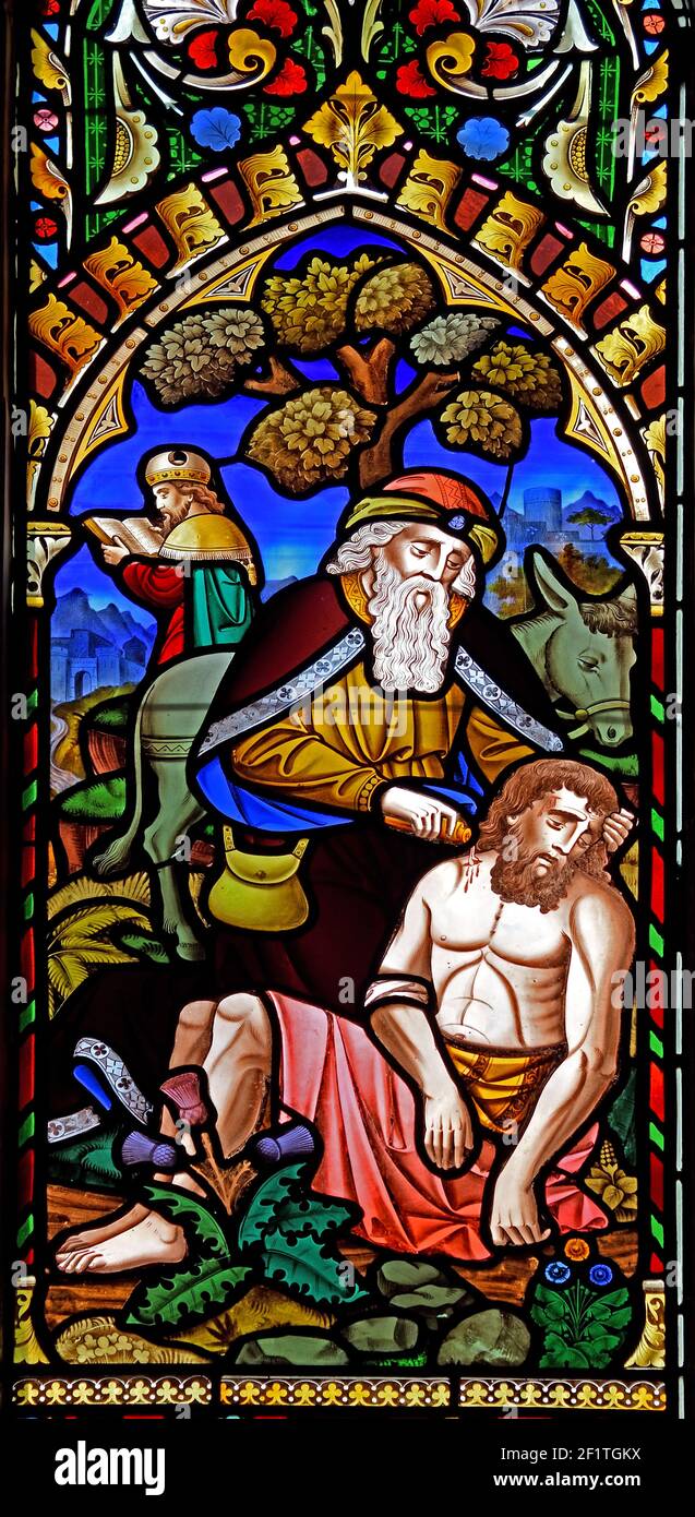 Chiesa Cattedrale, vetrate raffiguranti una scena religiosa, Cristo Montreal, Canada, Canada, Canada, Provincia, Quebec. Foto Stock