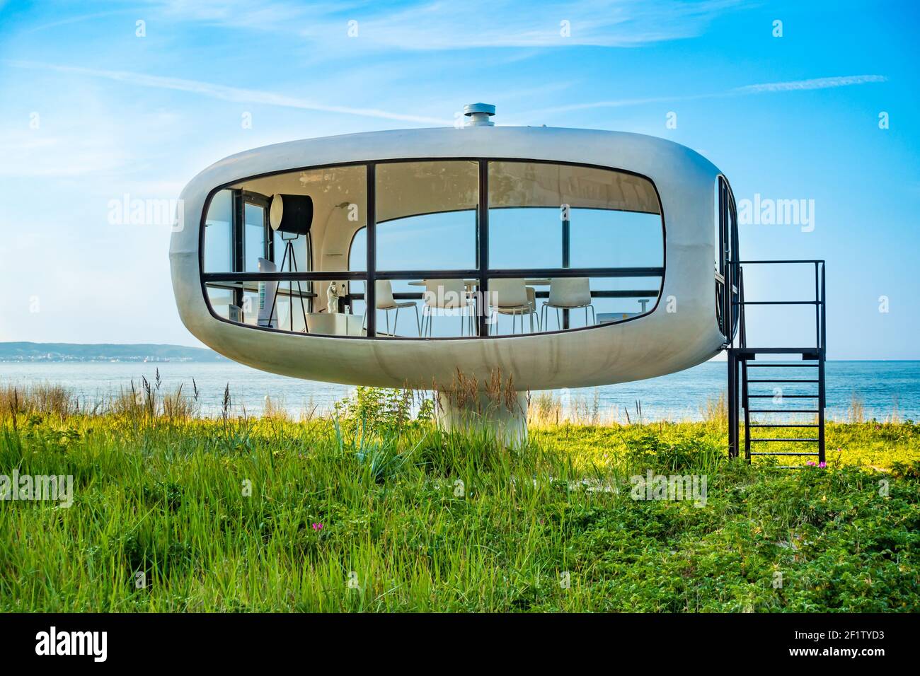 La famosa spiaggia di Ufo a Binz, Ruegen, estate 2020, Germania Foto Stock