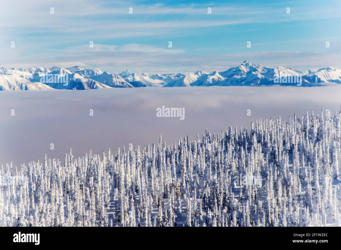 Antenna vista invernale di Esplanade gamma; sub-gamma di Selkirk gamma; British Columbia; Canada Foto Stock