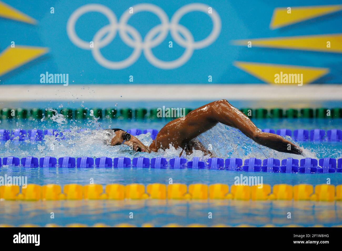 LONDON OLYMPIC GAMES 2012 - AQUATICS CENTER , LONDRA (ENG) - 03/08/2012 - PHOTO : PISCINA / KMSP / DPPI NUOTO - UOMINI 1500 M FREESTYLE - OUSSAMA MELLOULI (TUN) Foto Stock