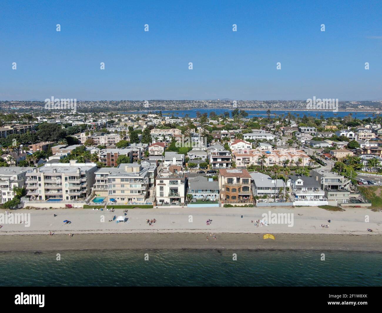 Vista aerea di Mission Bay e delle spiagge di San Diego, California. STATI UNITI Foto Stock