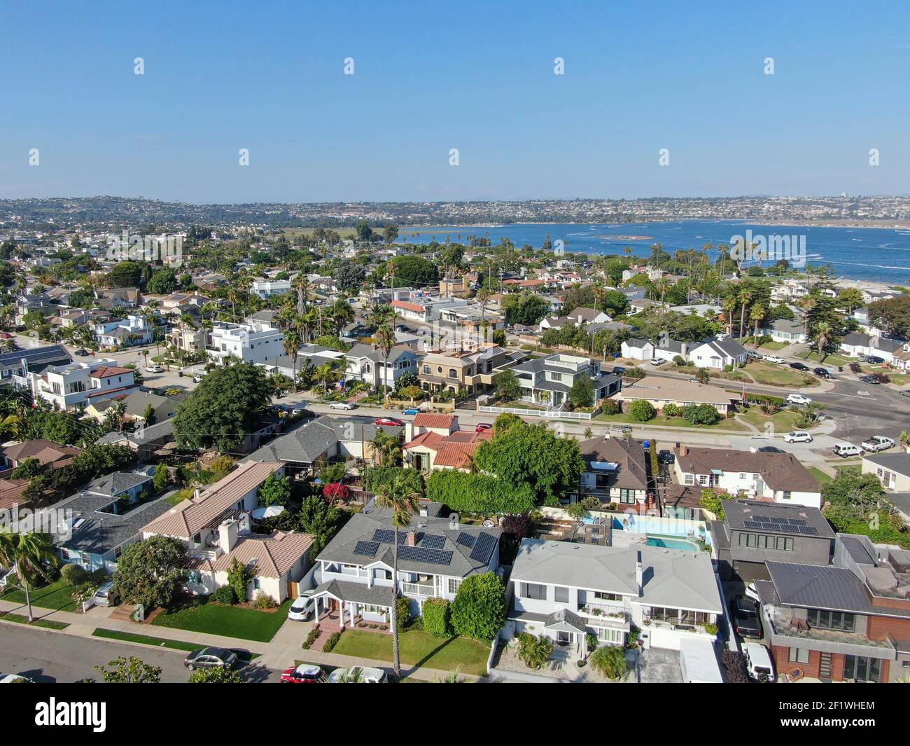 Vista aerea di Mission Bay e delle spiagge di San Diego, California. STATI UNITI Foto Stock