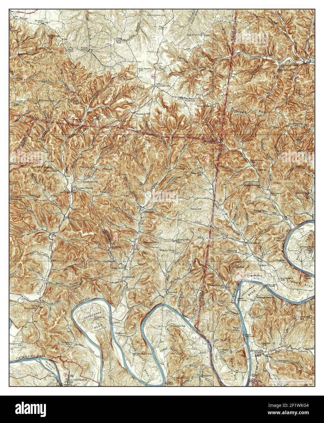 Carthage, Tennessee, mappa 1932, 1:62500, Stati Uniti d'America da Timeless Maps, dati U.S. Geological Survey Foto Stock