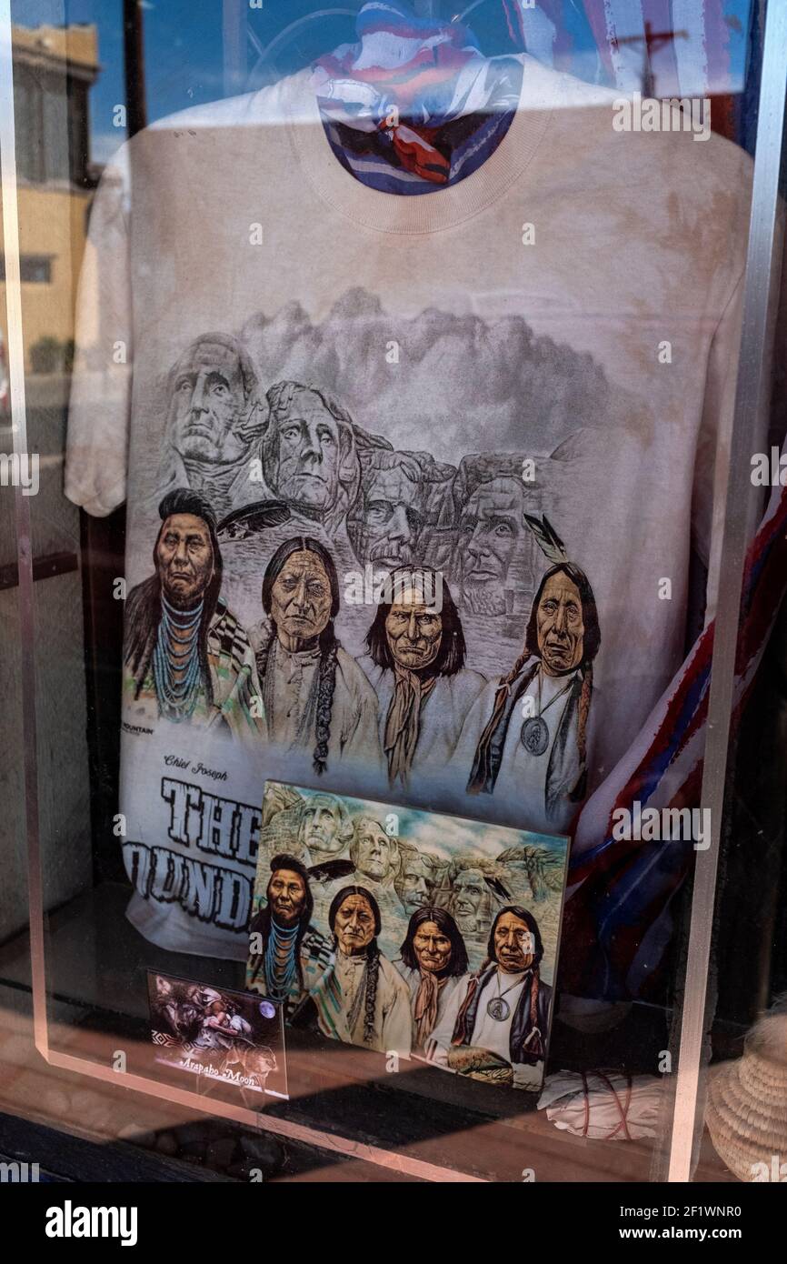 t-shirt raffigurante "i padri fondatori originali" venduta nella città vecchia di Albuquerque, New Mexico Foto Stock