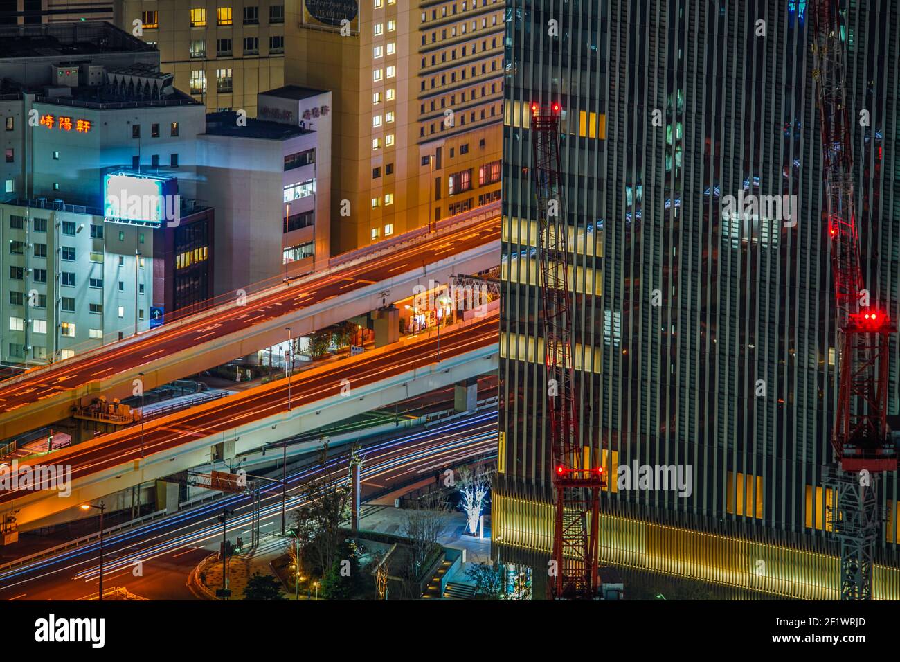 Vista notturna di Yokohama vista dalla Landmark Tower Foto Stock