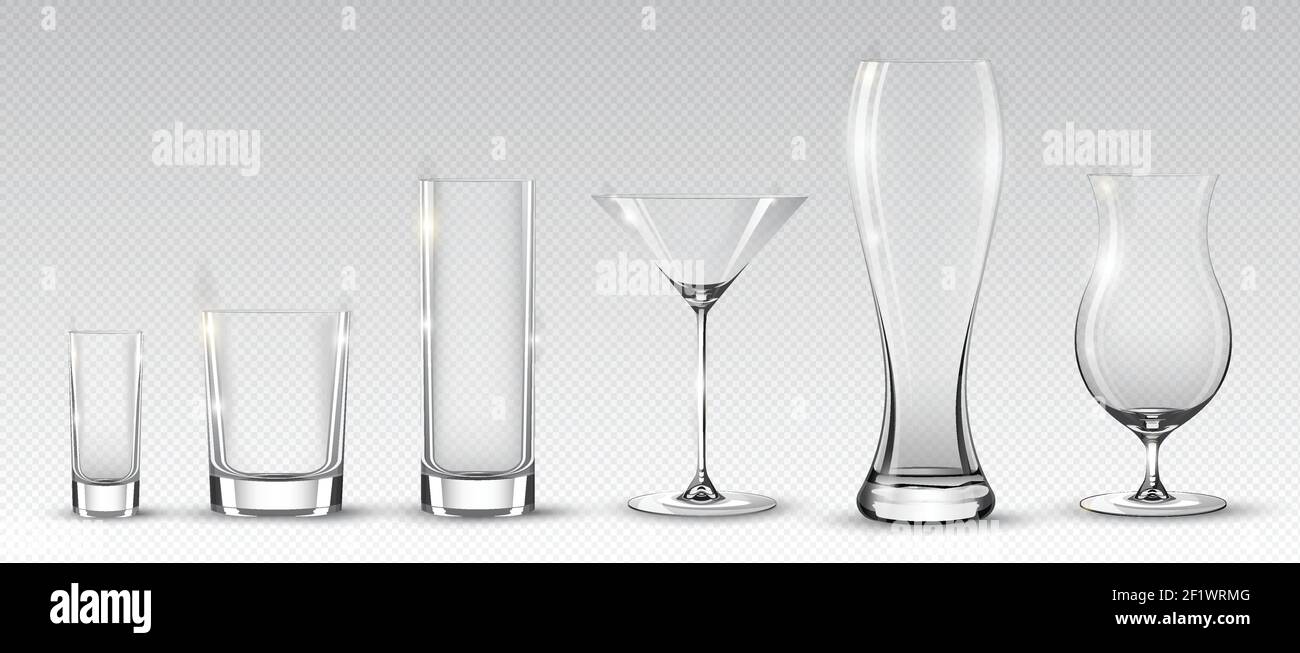 Collezione di bicchieri alcolici vuoti per bevande e cocktail diversi  Immagine e Vettoriale - Alamy