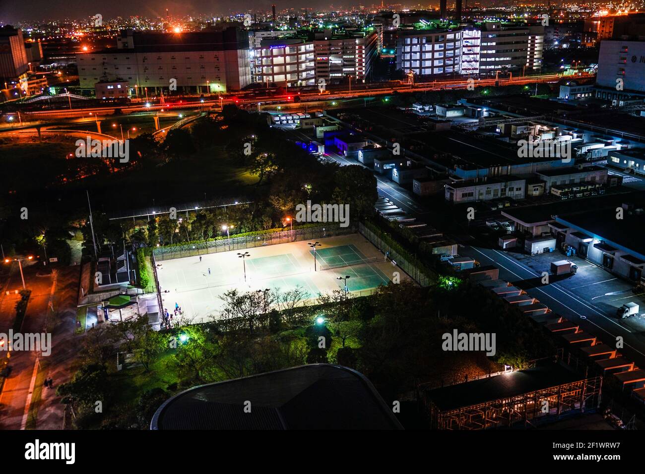 Campi da tennis notturni Foto Stock