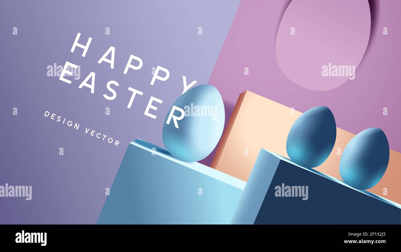 Creativo e astratto felice Pasqua vacanze layout sfondo design in tonalità di pastello con uova. Illustrazione vettoriale. Illustrazione Vettoriale