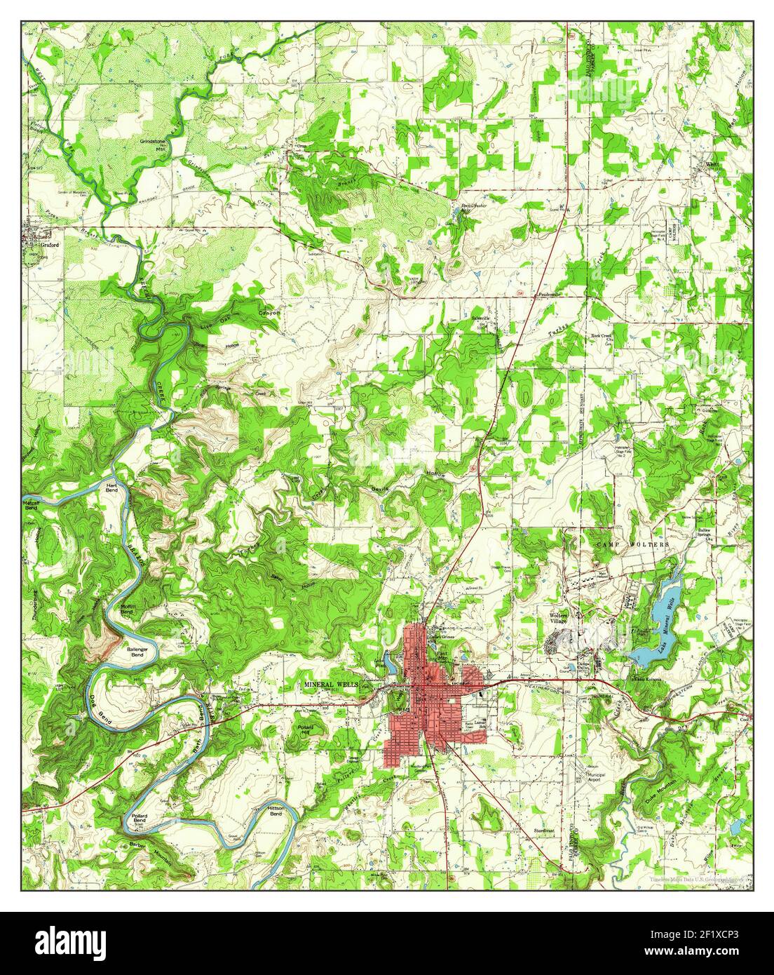 Mineral Wells, Texas, mappa 1959, 1:62500, Stati Uniti d'America da Timeless Maps, dati U.S. Geological Survey Foto Stock