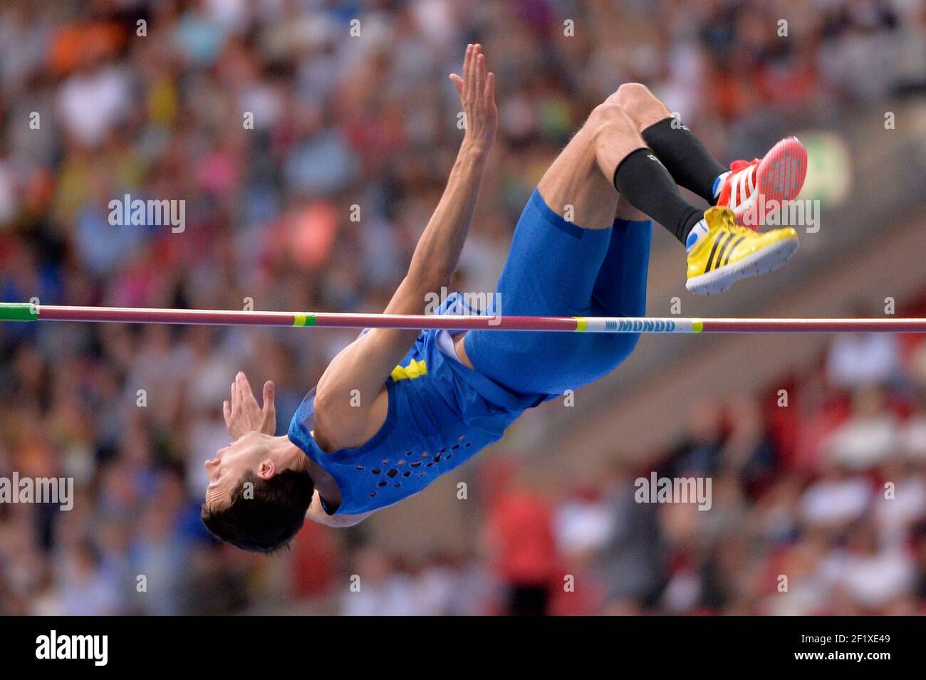 Atletica - Campionati del mondo IAAF 2013 - Stadio Loujniki , Mosca , RUSSIA - dal 10 al 18/08/2013 - Foto JULIEN CROSNIER / KMSP / DPPI - giorno 6 - 15/08/13 - uomini in alto salto - Bohdan Bondarenko (UKR) / Medaglia d'oro Foto Stock