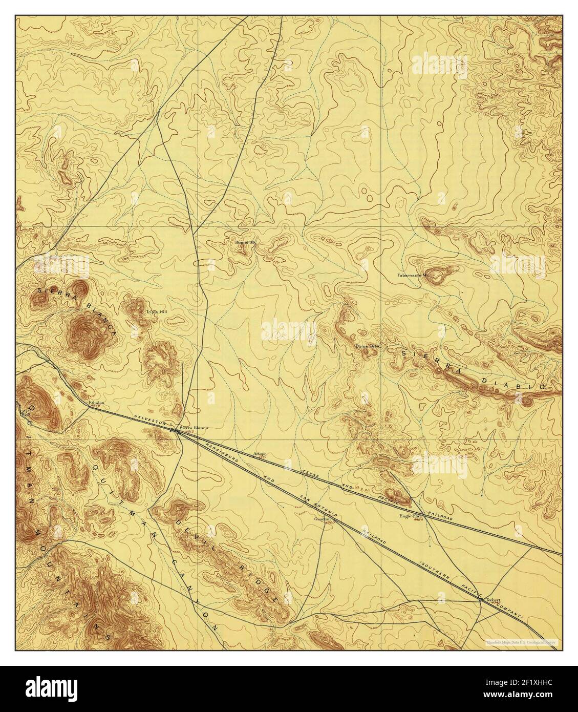 Sierra Blanca, Texas, mappa 1895, 1:125000, Stati Uniti d'America da Timeless Maps, dati U.S. Geological Survey Foto Stock