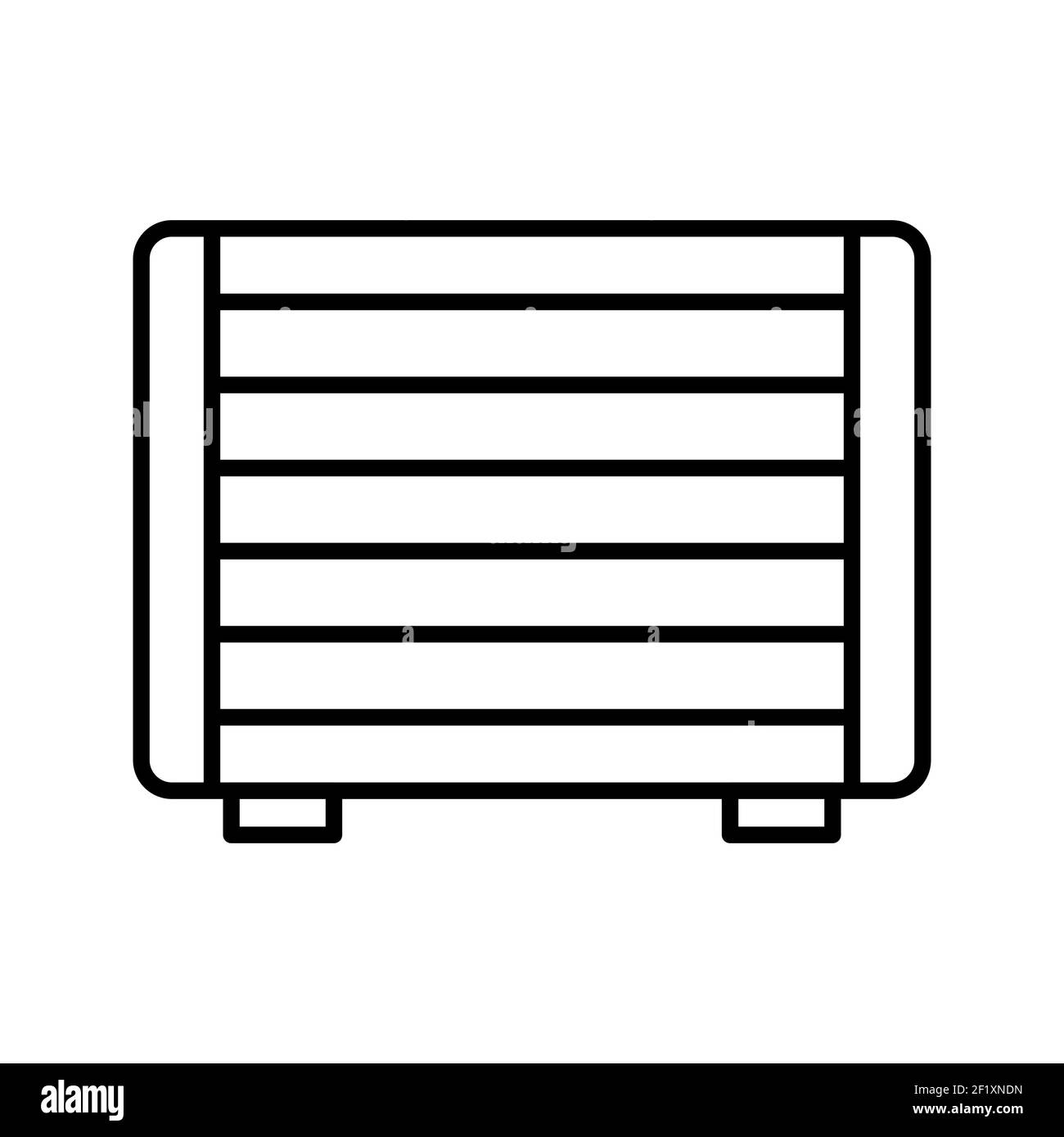 Un'illustrazione di un'icona vettore di linea del riscaldatore a gas su sfondo bianco Foto Stock