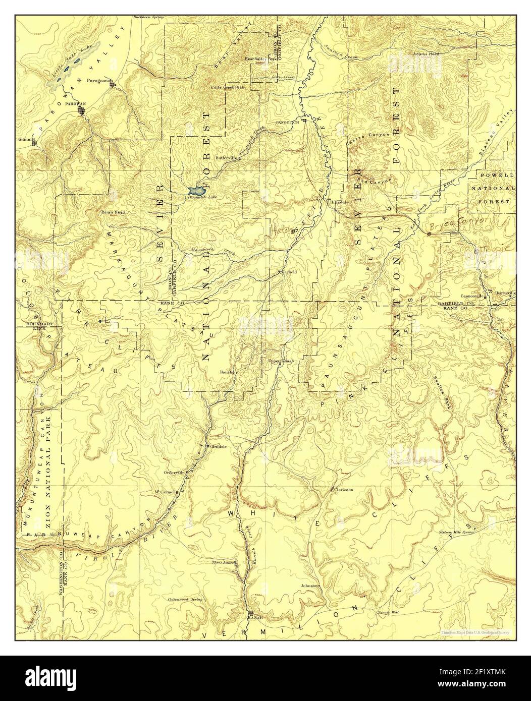 Kanab, Utah, mappa 1886, 1:250000, Stati Uniti d'America da Timeless Maps, dati U.S. Geological Survey Foto Stock
