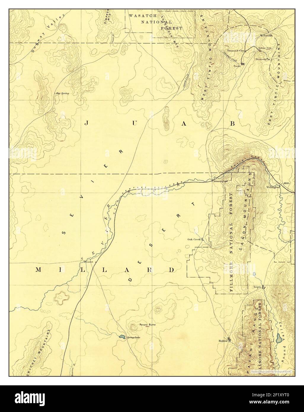 Sevier Desert, Utah, map 1885, 1:250000, United States of America by Timeless Maps, data U.S. Geological Survey Foto Stock