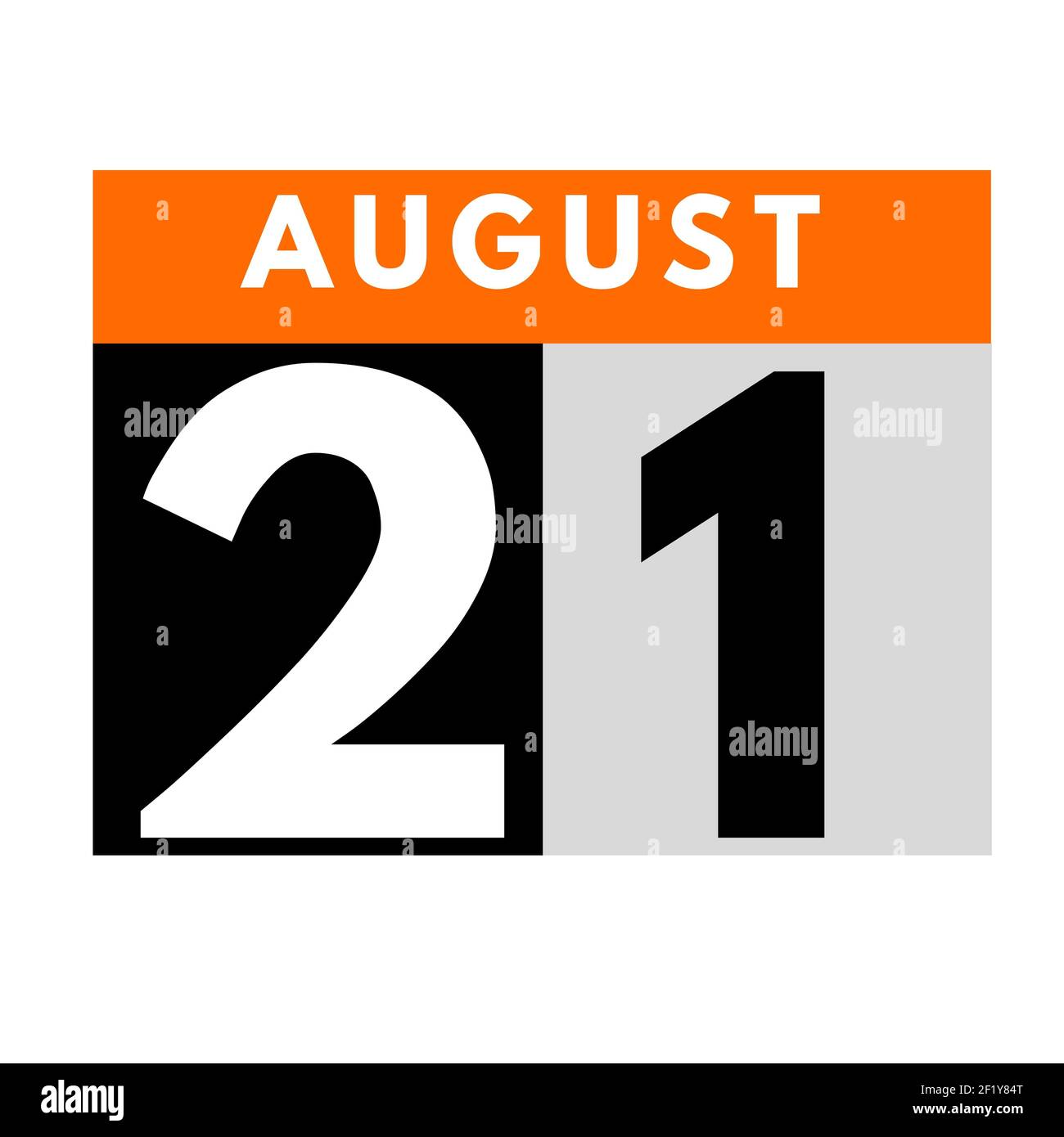 Agosto 21 . icona calendario giornaliero flat .date ,giorno, mese .calendario per il mese di agosto Foto Stock