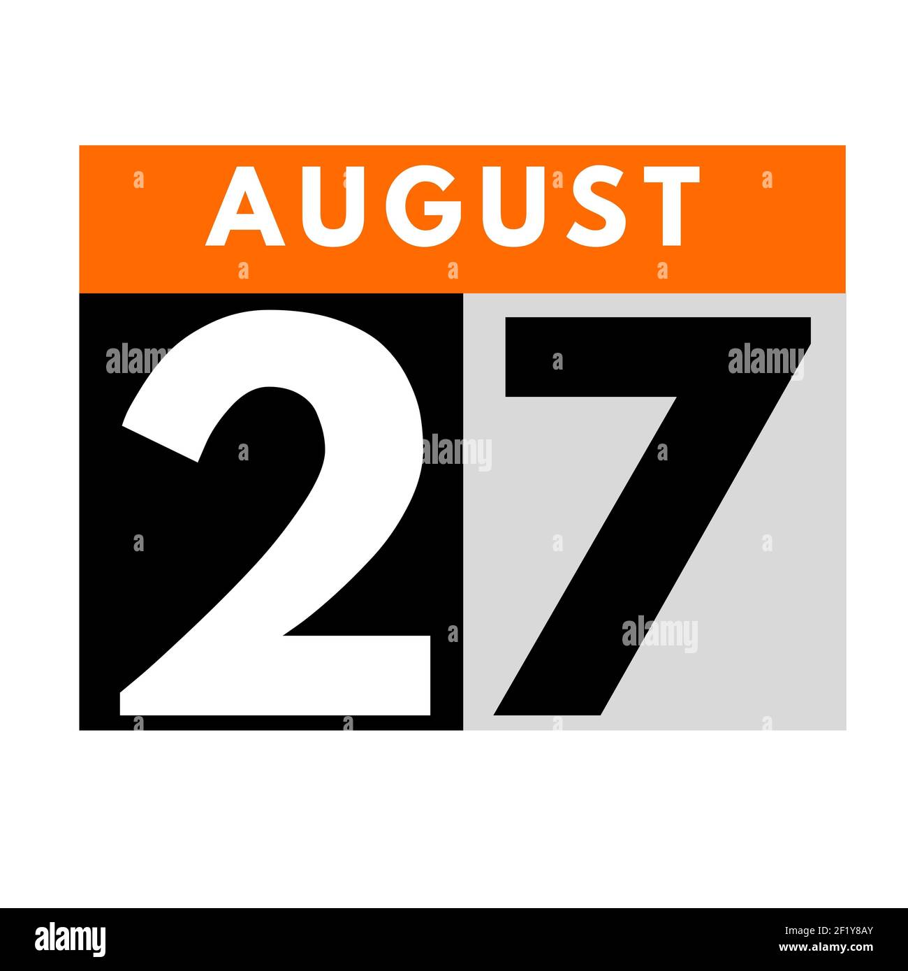 Agosto 27 . icona calendario giornaliero flat .date ,giorno, mese .calendario per il mese di agosto Foto Stock