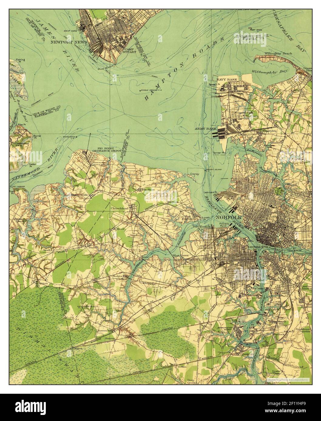 Newport News, Virginia, mappa 1921, 1:62500, Stati Uniti d'America da Timeless Maps, dati U.S. Geological Survey Foto Stock