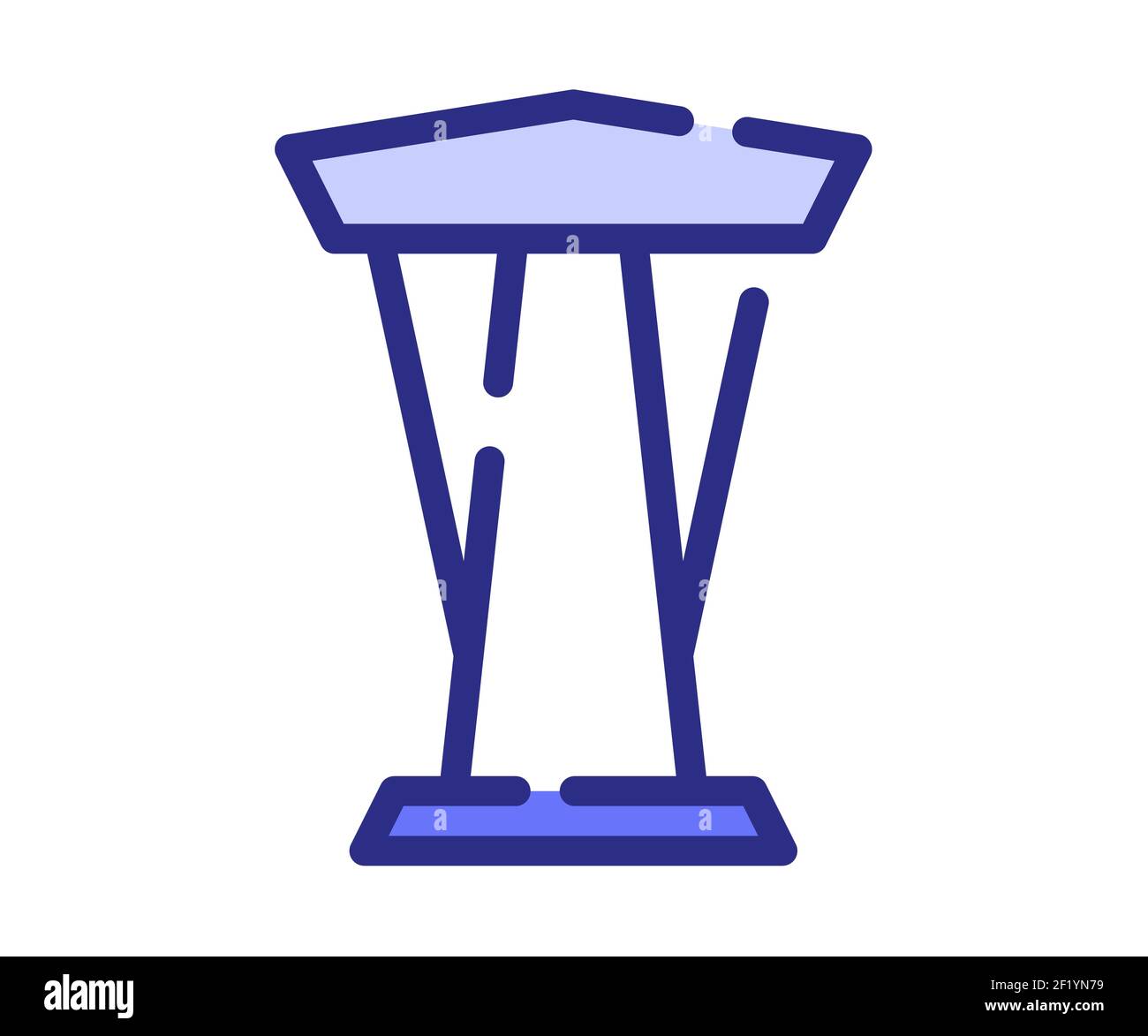 unica icona isolata della piattaforma discorso del podio con trattino o tratteggiata illustrazione del disegno vettoriale dello stile della linea Foto Stock