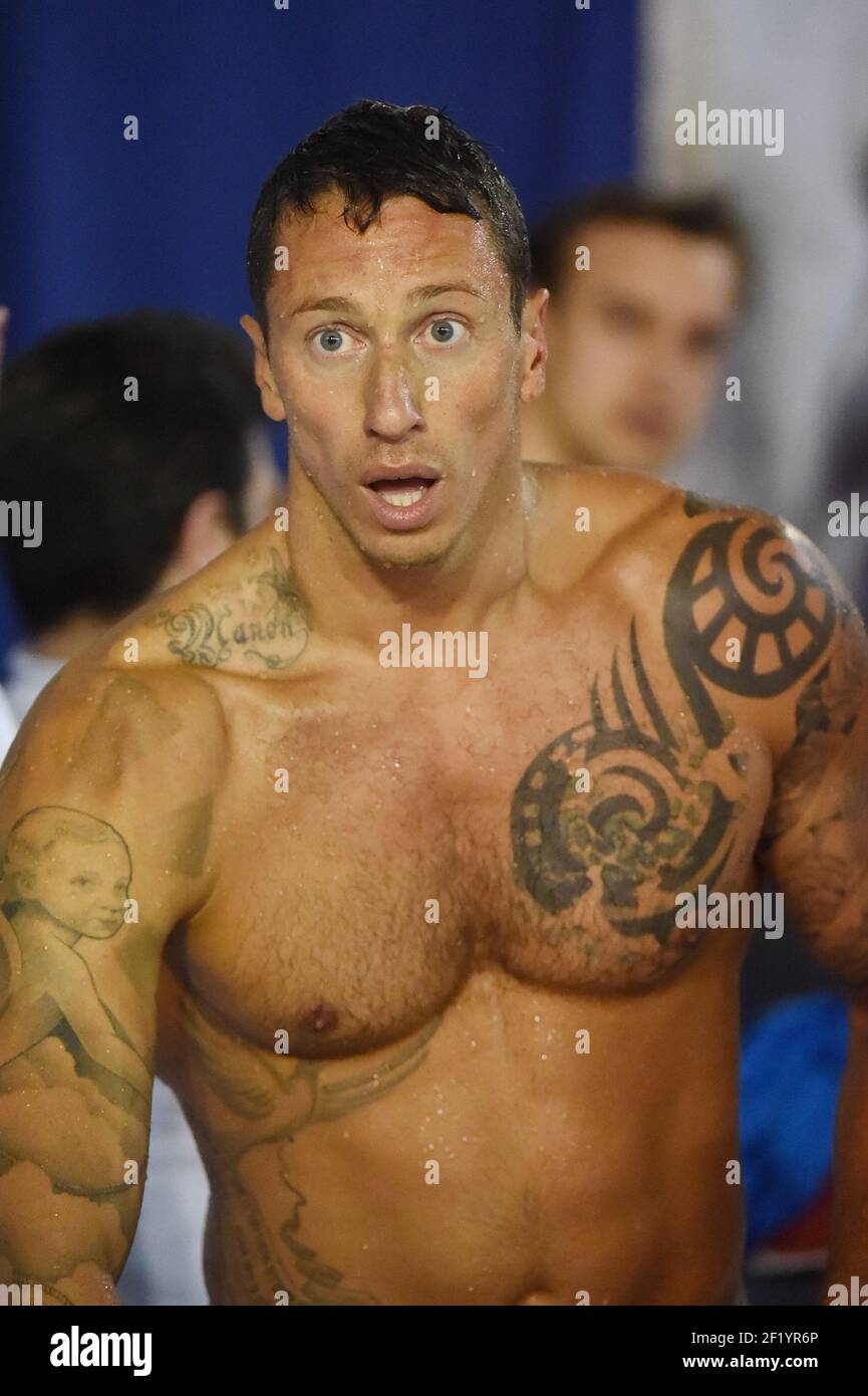 Frederik Bousquet (fra) compete su 4 X 100 m Freestyle Relay durante il Meeting Marseille 2015, FFN Golden Tour, in Francia, dal 13 al 15 marzo 2015. Foto Stephane Kempinaire / KMSP / DPPI Foto Stock