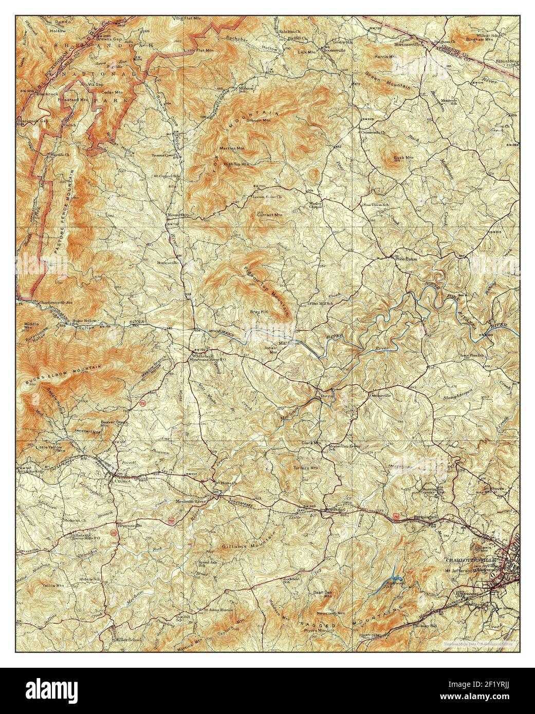 University, Virginia, mappa 1931, 1:62500, Stati Uniti d'America da Timeless Maps, dati U.S. Geological Survey Foto Stock