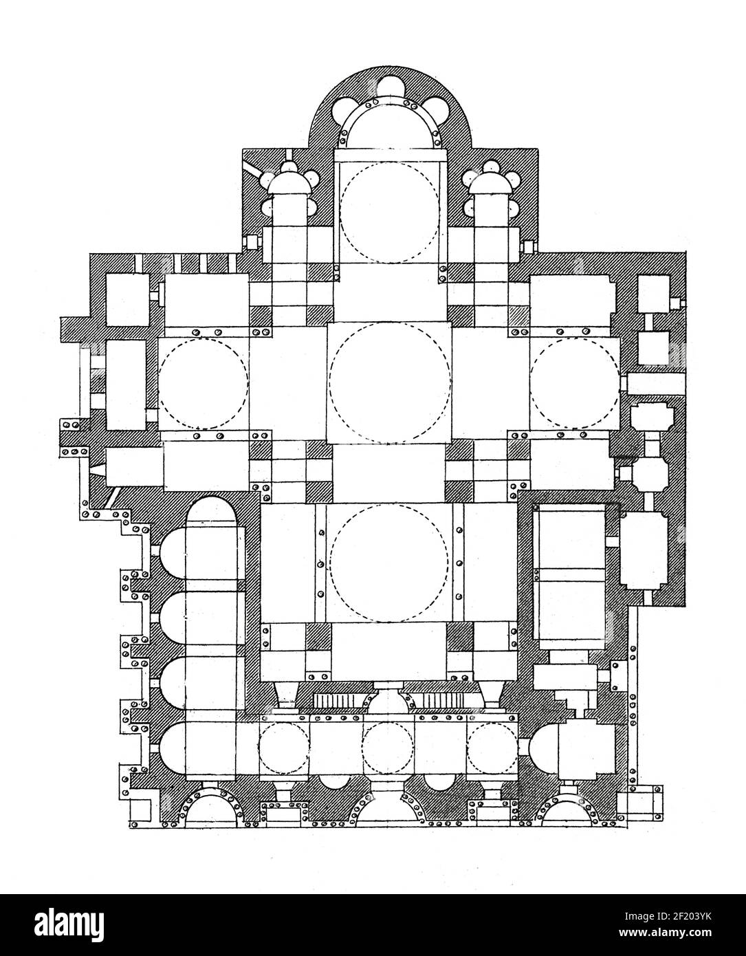 antica-illustrazione-ottocentesca-della-pianta-della-basilica-di-san