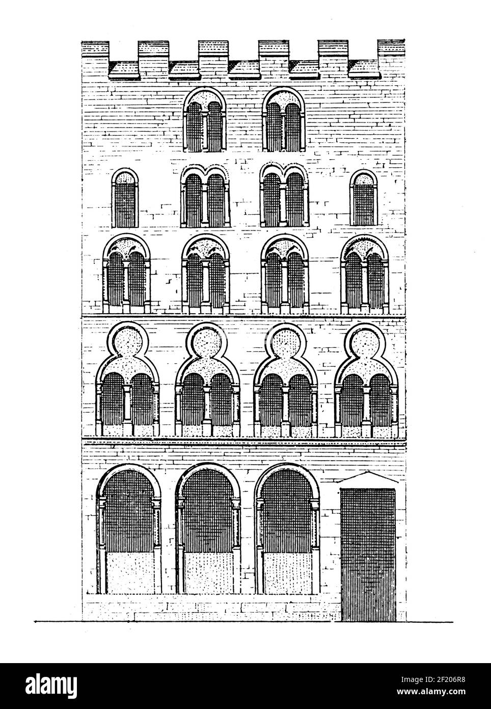 Illustrazione della casa a Colonia del XIX secolo. Pubblicato in Systematischer Bilder-Atlas zum Conversations-Lexikon, Ikonographische Encyklopedie der W. Foto Stock