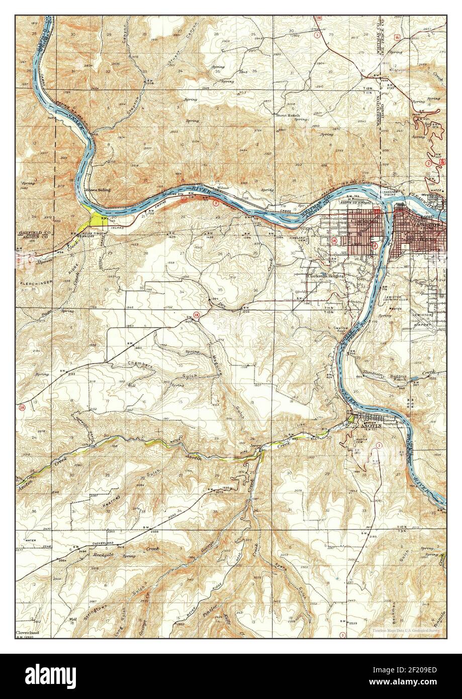 Clarkston, Washington, mappa 1948, 1:62500, Stati Uniti d'America da Timeless Maps, dati U.S. Geological Survey Foto Stock