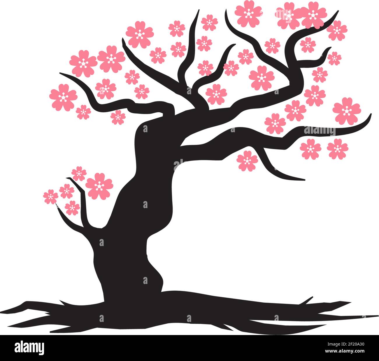 Sakura albero fiore logo disegno modello vettoriale Illustrazione Vettoriale