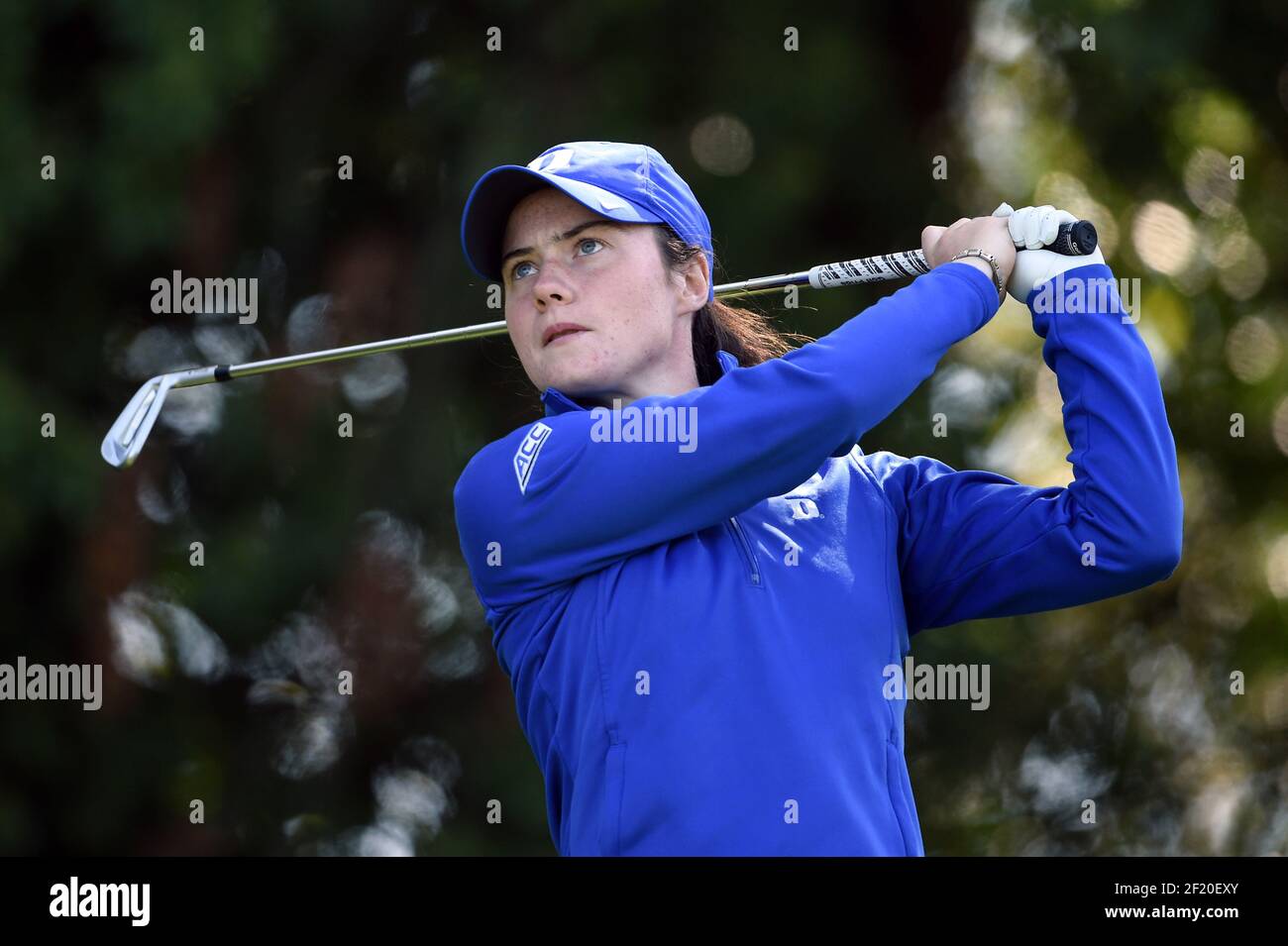 Leaona Maguire d'Irlanda compete durante la prova di LPGA Evian Championship 2015, giorno 1, all'Evian Resort Golf Club, a Evian-Les-Bains, Francia, il 7 settembre 2015. Foto Philippe Millereau / KMSP / DPPI Foto Stock