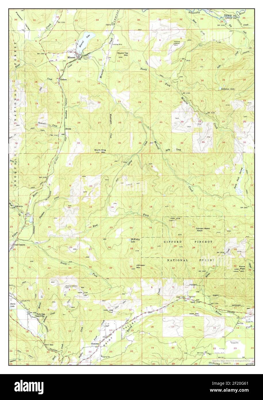 Mineral, Washington, mappa 1956, 1:62500, Stati Uniti d'America da Timeless Maps, dati U.S. Geological Survey Foto Stock