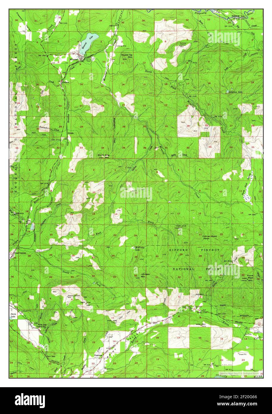 Mineral, Washington, mappa 1956, 1:62500, Stati Uniti d'America da Timeless Maps, dati U.S. Geological Survey Foto Stock
