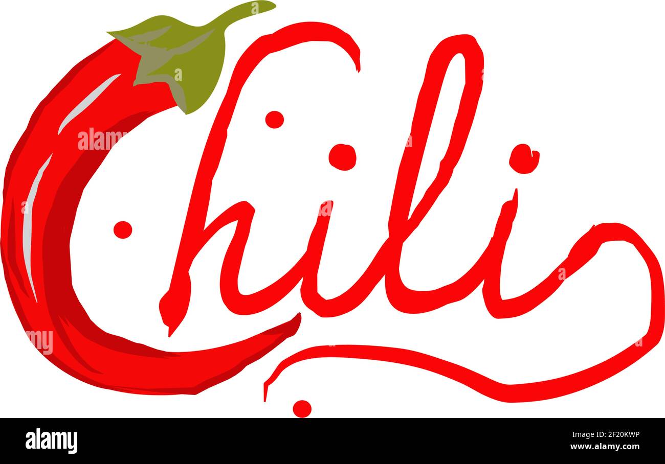 Modello vettoriale per il design del logo rosso chili Illustrazione Vettoriale